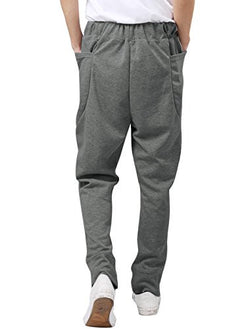 Allegra K Men Casual Side Pockets Stretchy Waist Harem Pants Dark Grey W28/30