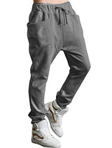 Allegra K Men Casual Side Pockets Stretchy Waist Harem Pants Dark Grey W28/30